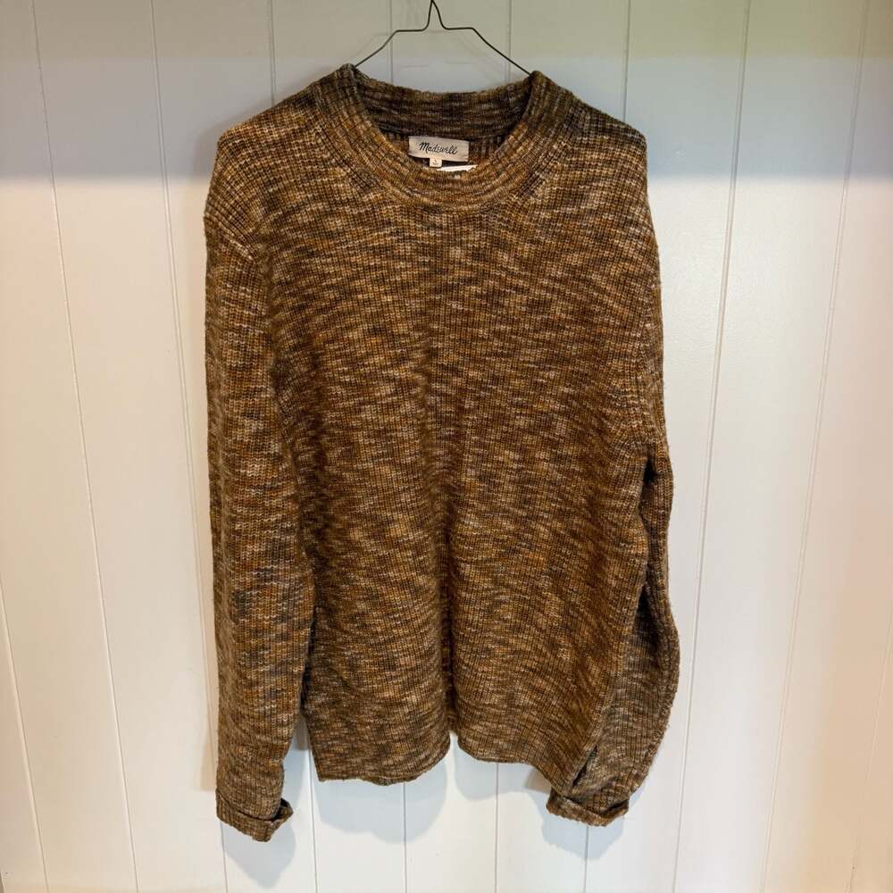 Madewell Space-Dyed Prentiss Pullover Sweater Brown Crew Neck Size L